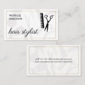 Carte De Visite Classic Gold Border Hair Stylist | Salon (Devant / Derrière)