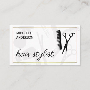 Carte De Visite Classic Gold Border Hair Stylist Salon