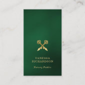 Carte De Visite Classic Green Crossed Pens Notaire QR Code (Devant)