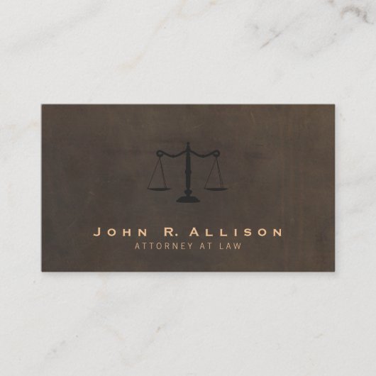 Carte De Visite Classic Justice Scale Brown Leather Look Attorney (Devant)