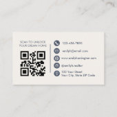 Carte De Visite Classic Key QR Code Gray Real Estate Agent (Dos)