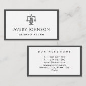 Carte De Visite Classic Law Lawyer Scales Logo Grey & White Bold (Devant / Derrière)