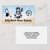 Carte De Visite Classic Maid with Duster | Cleaning Equipment Icon (Devant / Derrière)
