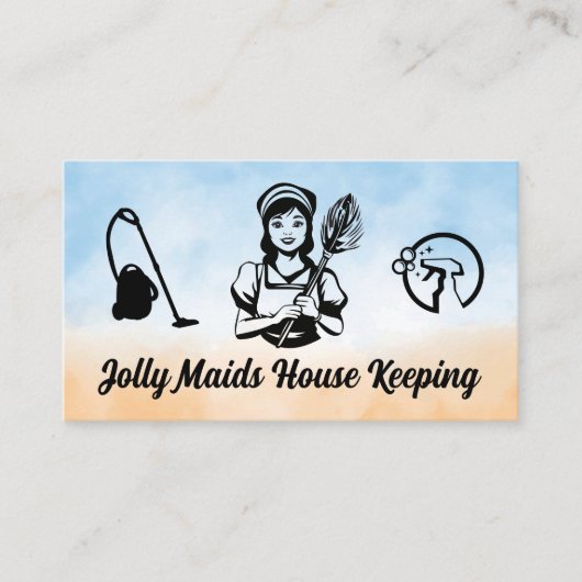 Carte De Visite Classic Maid with Duster | Cleaning Equipment Icon (Devant)