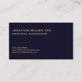 Carte De Visite Classic Minimalist Marine Bleu Gold Logo (Devant)