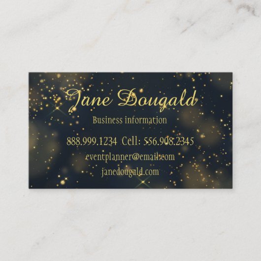 Carte De Visite Classic Modern Black Gold Stars Personnalisé (Devant)