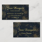 Carte De Visite Classic Modern Black Gold Stars Personnalisé (Devant / Derrière)