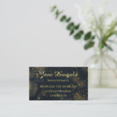 Carte De Visite Classic Modern Black Gold Stars Personnalisé (Debout devant)