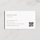 Carte De Visite Classic Modern Dark Navy Monogramme QR code (Dos)