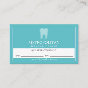 Carte De Visite Classic Moderne Dentiste Dent Logo Aqua Rendez-vou