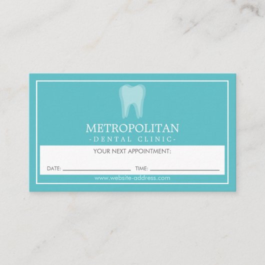 Carte De Visite Classic Moderne Dentiste Dent Logo Aqua Rendez-vou (Devant)