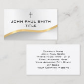 Carte De Visite Classic moderne Silver Gold Croix chrétienne (Devant / Derrière)