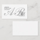 Carte De Visite Classic Monogramme Plain Trendy Professional (Devant / Derrière)