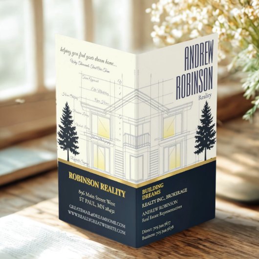 Carte De Visite Classic Navy Open House Floor Plan Elegant Detail 