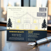 Carte De Visite Classic Navy Open House Floor Plan Elegant Detail 