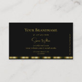 Carte De Visite Classic Noir et Or avec logo élégant (Dos)