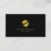 Carte De Visite Classic Noir et Or avec logo élégant (Devant)