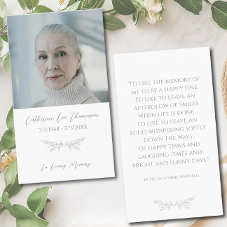 Carte De Visite Classic Photo Elegant Floral Funeral Prayer Card
