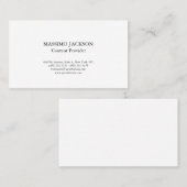 Carte De Visite Classic Plain White Simple Professional Minimalist (Devant / Derrière)