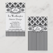 Carte De Visite Classic Retro rose et noir Paris chic (Devant / Derrière)