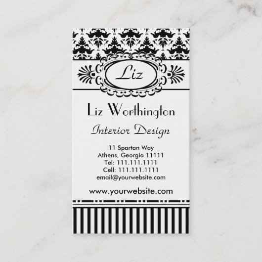 Carte De Visite Classic Retro rose et noir Paris chic (Devant)