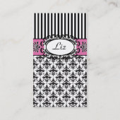 Carte De Visite Classic Retro rose et noir Paris chic (Dos)