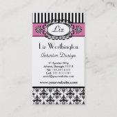 Carte De Visite Classic Retro rose et noir Paris chic (Devant)