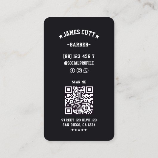 Carte De Visite Classic Rouge Blanc Bleu Barbier Pole Barbier (Dos)