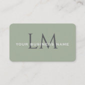 Carte De Visite Classic Sage Green Monogram Branding (Devant)