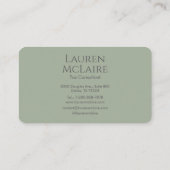 Carte De Visite Classic Sage Green Monogram Branding (Dos)