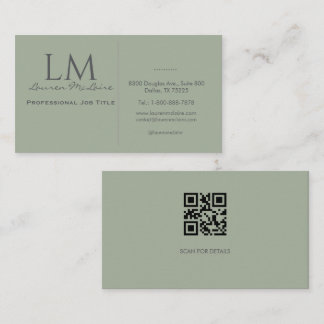 Carte De Visite Classic Sage Green QR Code Business Branding