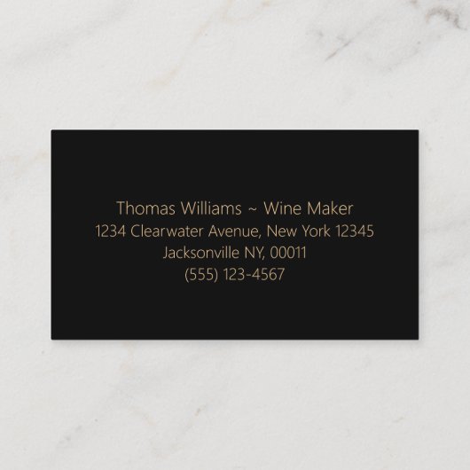 Carte De Visite Classic Script Gold Verres de vinification vinific (Dos)