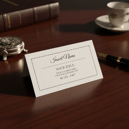 Carte De Visite Classic Simple Professionnel Cadre noir et blanc