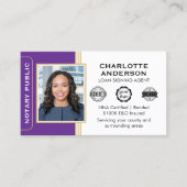 Carte De Visite Classic Style Notary Signing Agent ID Purple Gold (Devant)