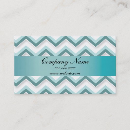 Carte De Visite Classic White et Turquoise Zigzag Pocket 2019 Cale (Devant)