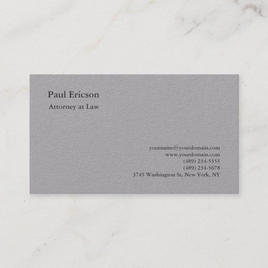 Carte De Visite Classical Elegant Plain Professional Premium Grey (Devant)