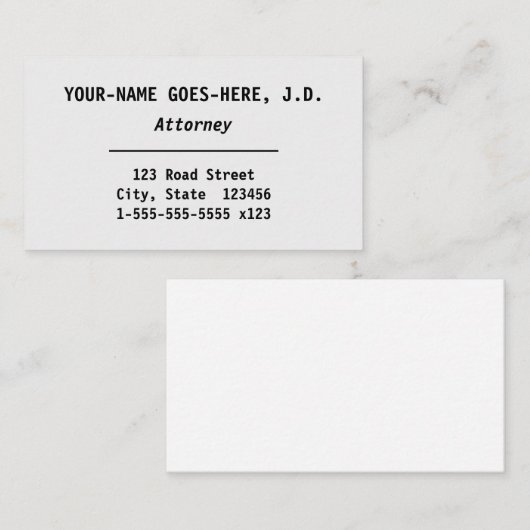 Carte de visite classique, ancien (Devant / Derrière)