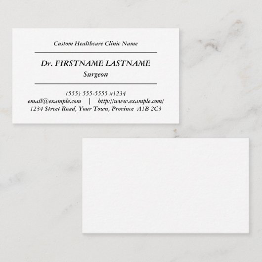 Carte de visite classique, ancienne (Devant / Derrière)