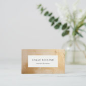 Carte De Visite Classique Artistique Chic Beige Or Peinture Textur (Debout devant)