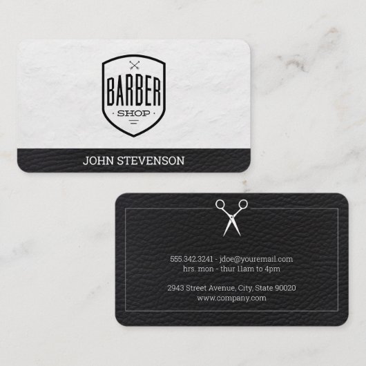 Carte De Visite Classique | Barber Shop | Découpe en cuir (Devant / Derrière)