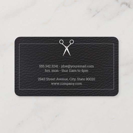Carte De Visite Classique | Barber Shop | Découpe en cuir (Dos)