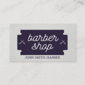 Carte De Visite Classique | Barber Shop | Découpe en cuir | Barre (Devant)