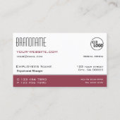 Carte De Visite Classique Blanc Bourgogne Simple Style avec logo (Dos)