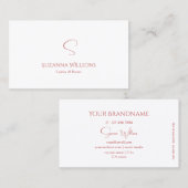 Carte De Visite Classique Blanc et Rouge avec Monogramme Moderne (Devant / Derrière)