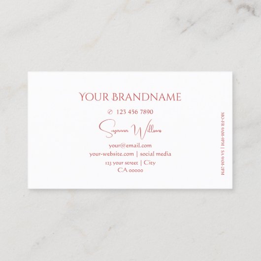 Carte De Visite Classique Blanc et Rouge avec Monogramme Moderne (Dos)