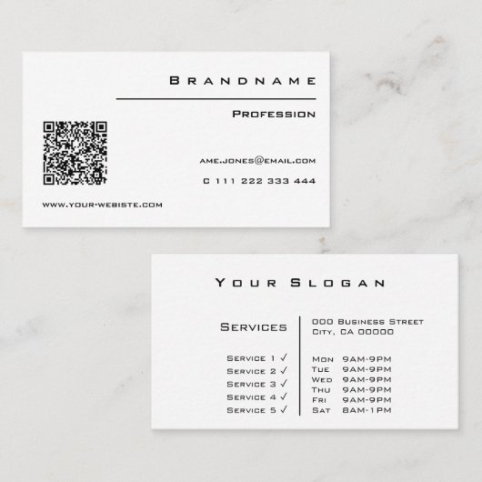Carte De Visite Classique blanc personnalisé QR Code Professionnel (Devant / Derrière)