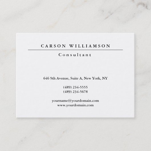 Carte De Visite Classique Blanc professionnel tendance (Devant)