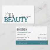 Carte De Visite Classique Blanc Turquoise Design Simple et profess (Devant / Derrière)