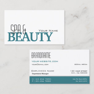 Carte De Visite Classique Blanc Turquoise Design Simple et profess