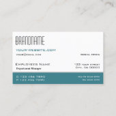 Carte De Visite Classique Blanc Turquoise Design Simple et profess (Dos)